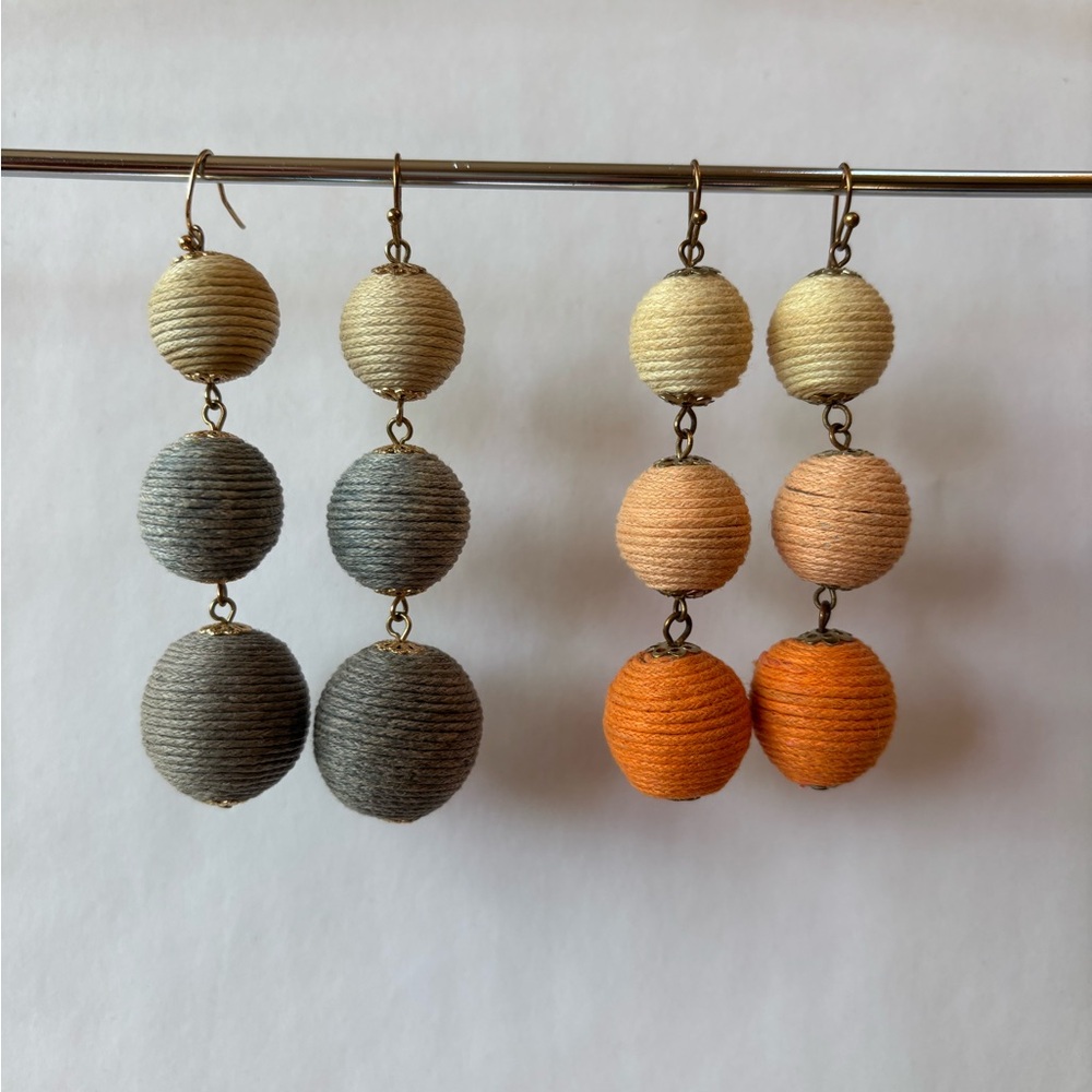 Handcrafted Triple Ball Statement Earrings Set